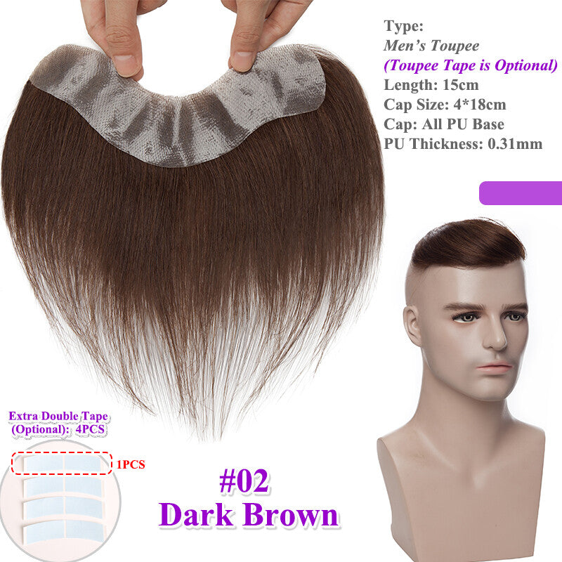 Men's Human Hair Toupee for Receding Hairline, Various Sizes & Colors