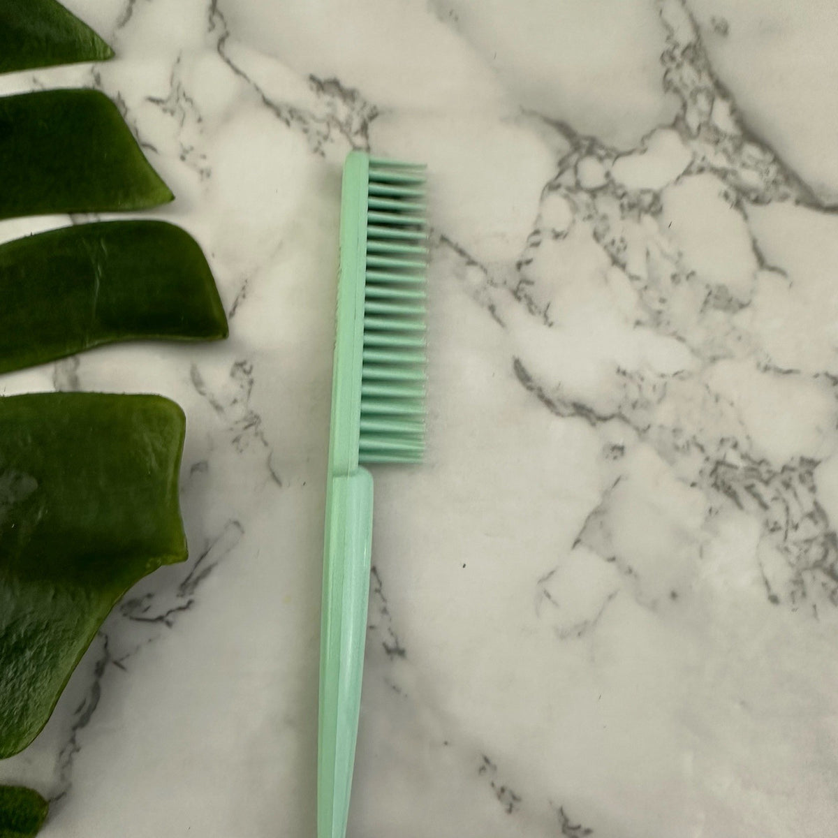 Hair Brush Comb Mint Green Hard Bristle Slim Handle Teasing Brush