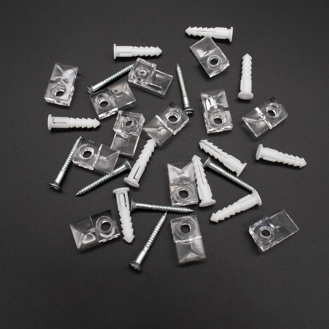 Mirror Clip Kit 22 Sets with Screws - Transparent Frame Fixers for Wall Mount
