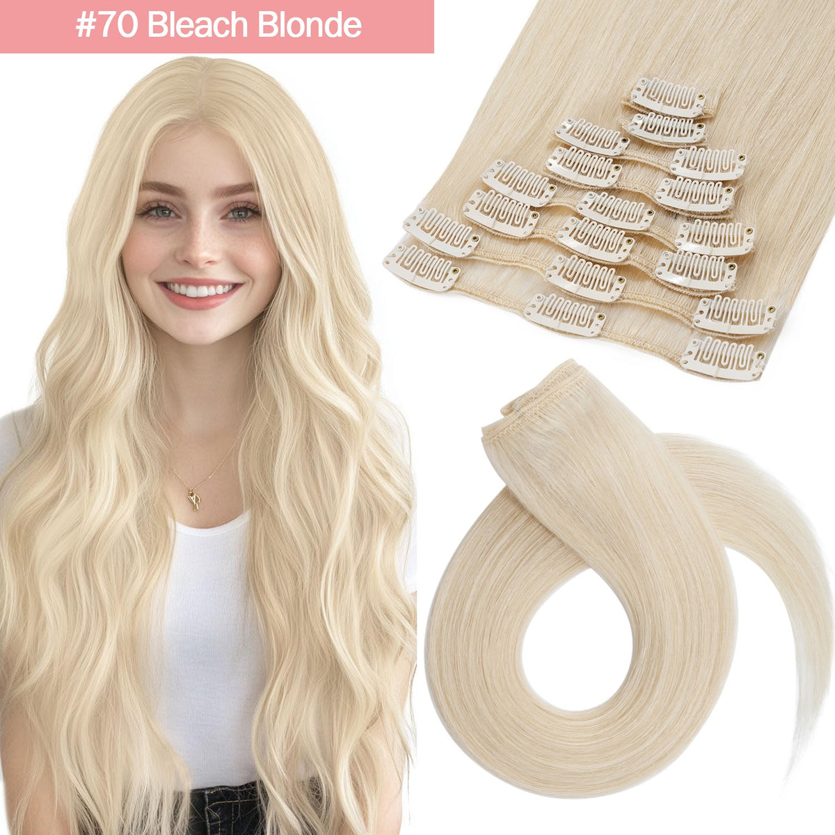 Clip-In Hair Extensions - 100% Real Human Hair Full Head Sets