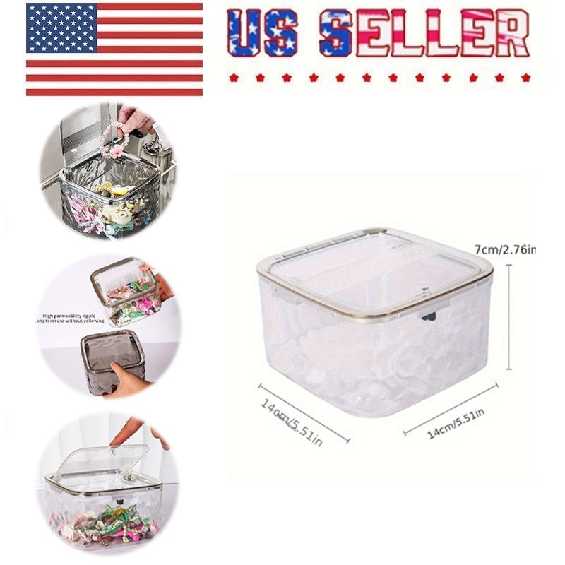 Acrylic Jewelry & Hair Tie Storage Box with Lid - Dustproof Organizer 5.51 Inch