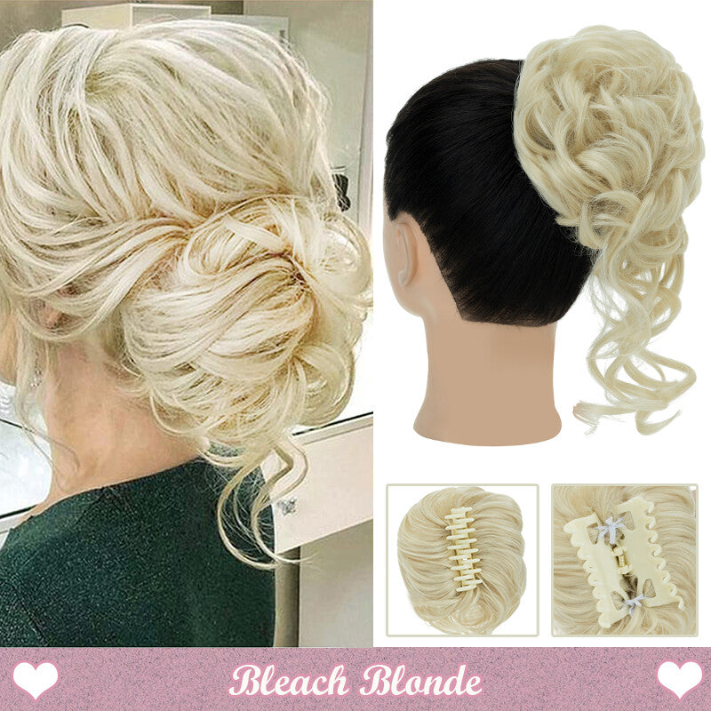 Messy Bun Claw Hair Clip Extensions - Curly Thick Updo Accessory