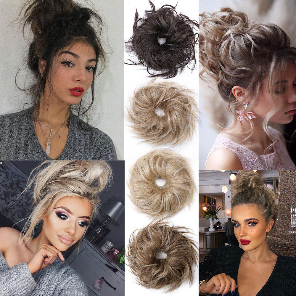 Messy Bun Scrunchie Hair Extensions for Updo Cover - Voluminous Synthetic Fiber