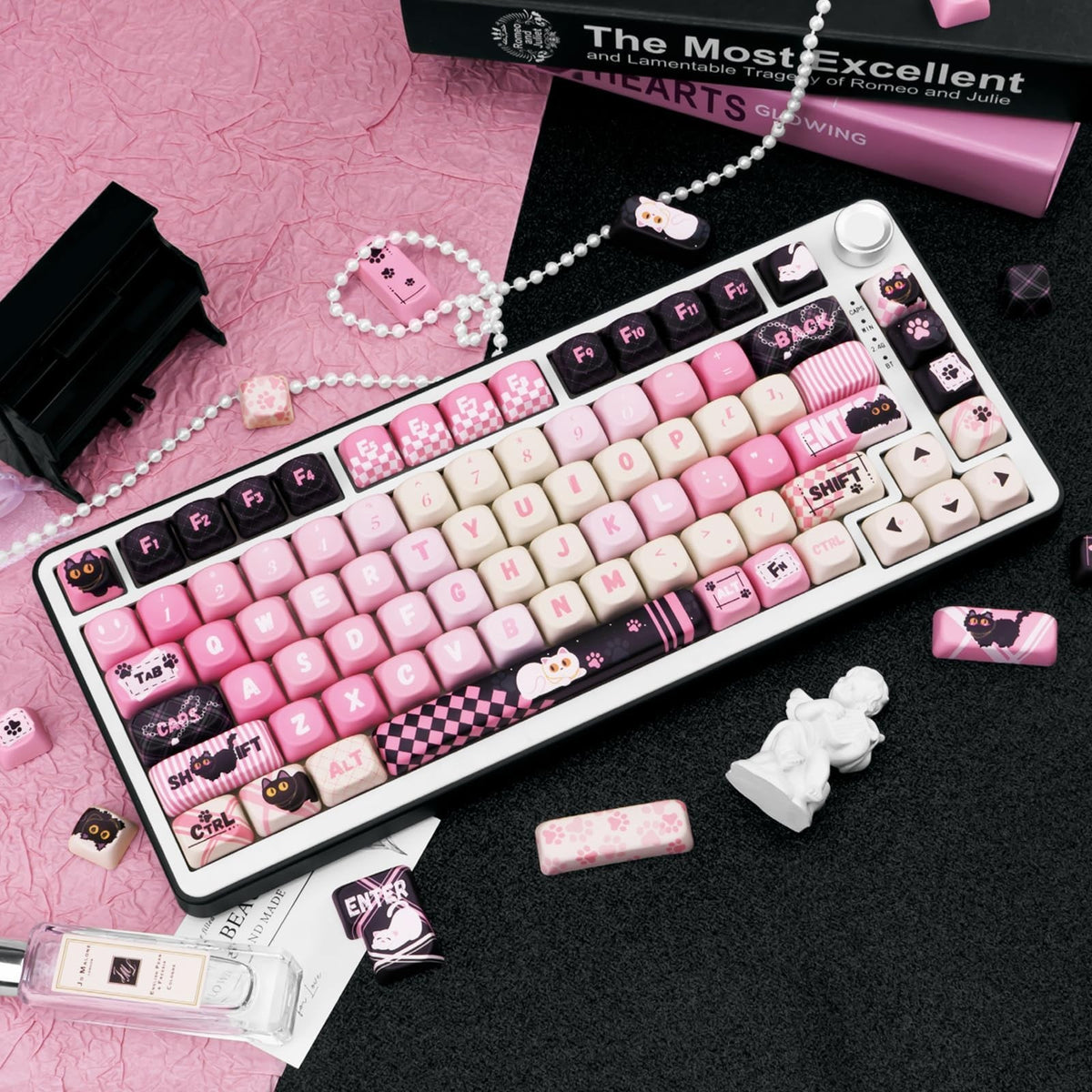 Cute Cat Keycaps Set - 134 PBT Cherry MX Key Cap for Mechanical Keyboard