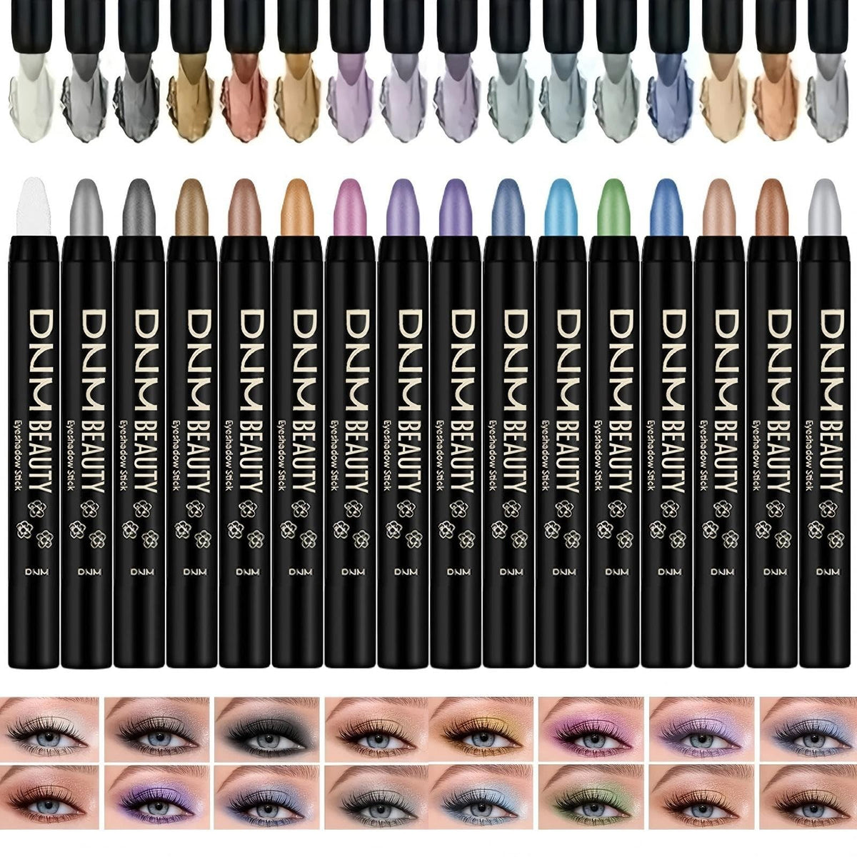 12-Color Shimmer Eye Shadow Pen Set with Retractable Tips