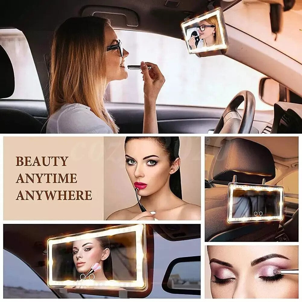 Car Sun Visor LED Vanity Mirror with Touch Control & Rechargeable Battery