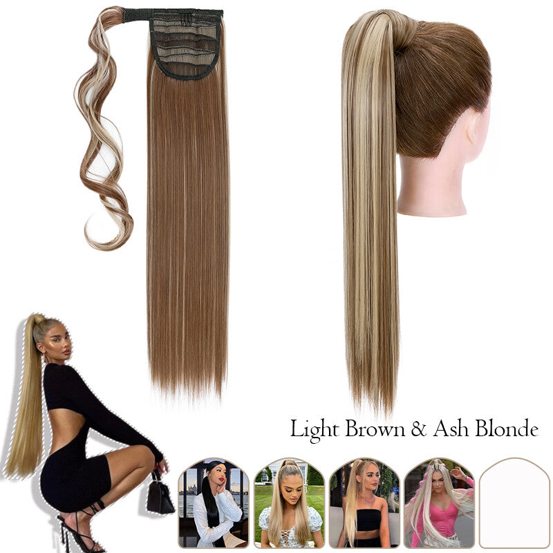 Mega Thick Wrap-On Ponytail Extensions - Natural Human Hair, Curly Wavy Straight