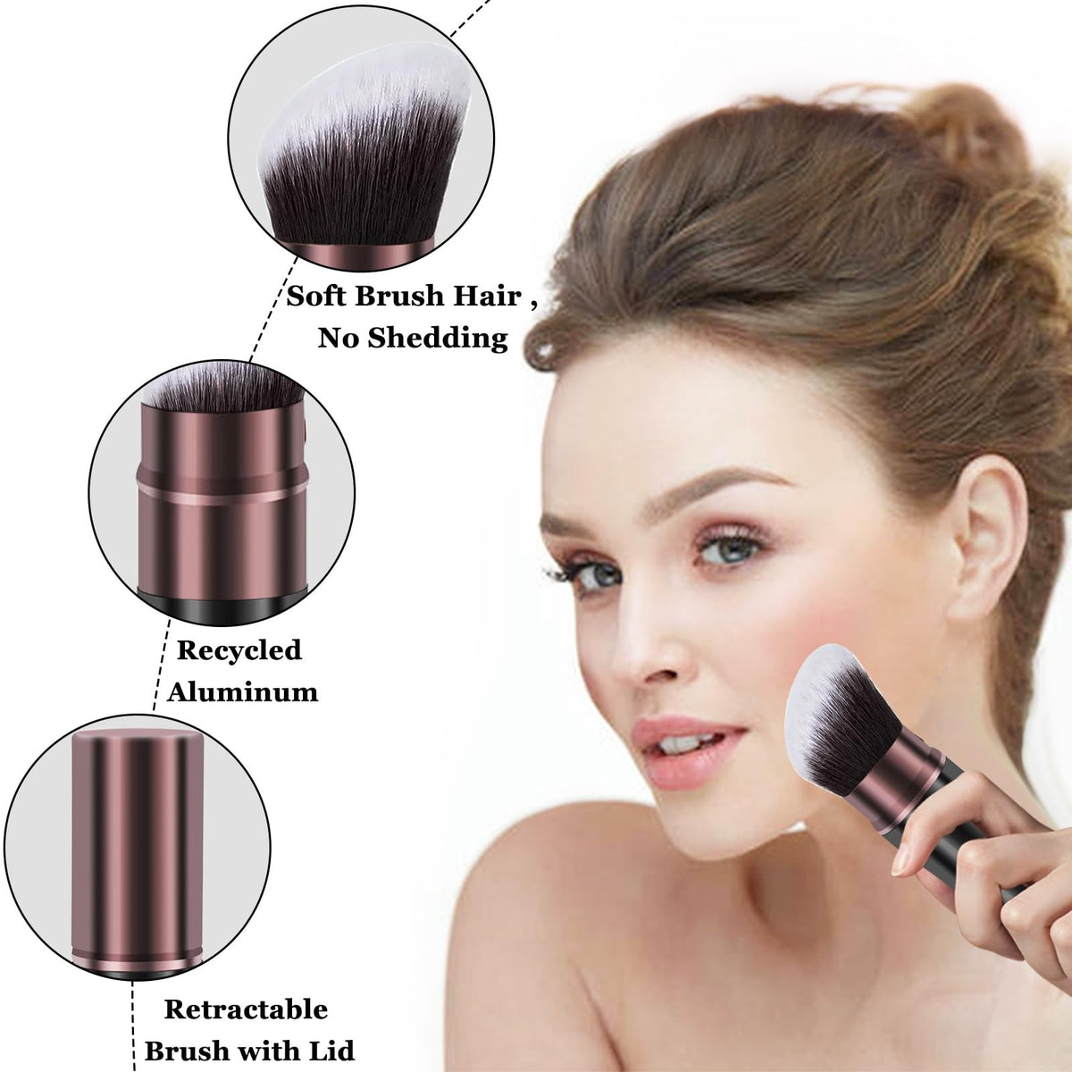 Retractable Kabuki Makeup Brush for Foundation & Face Blending