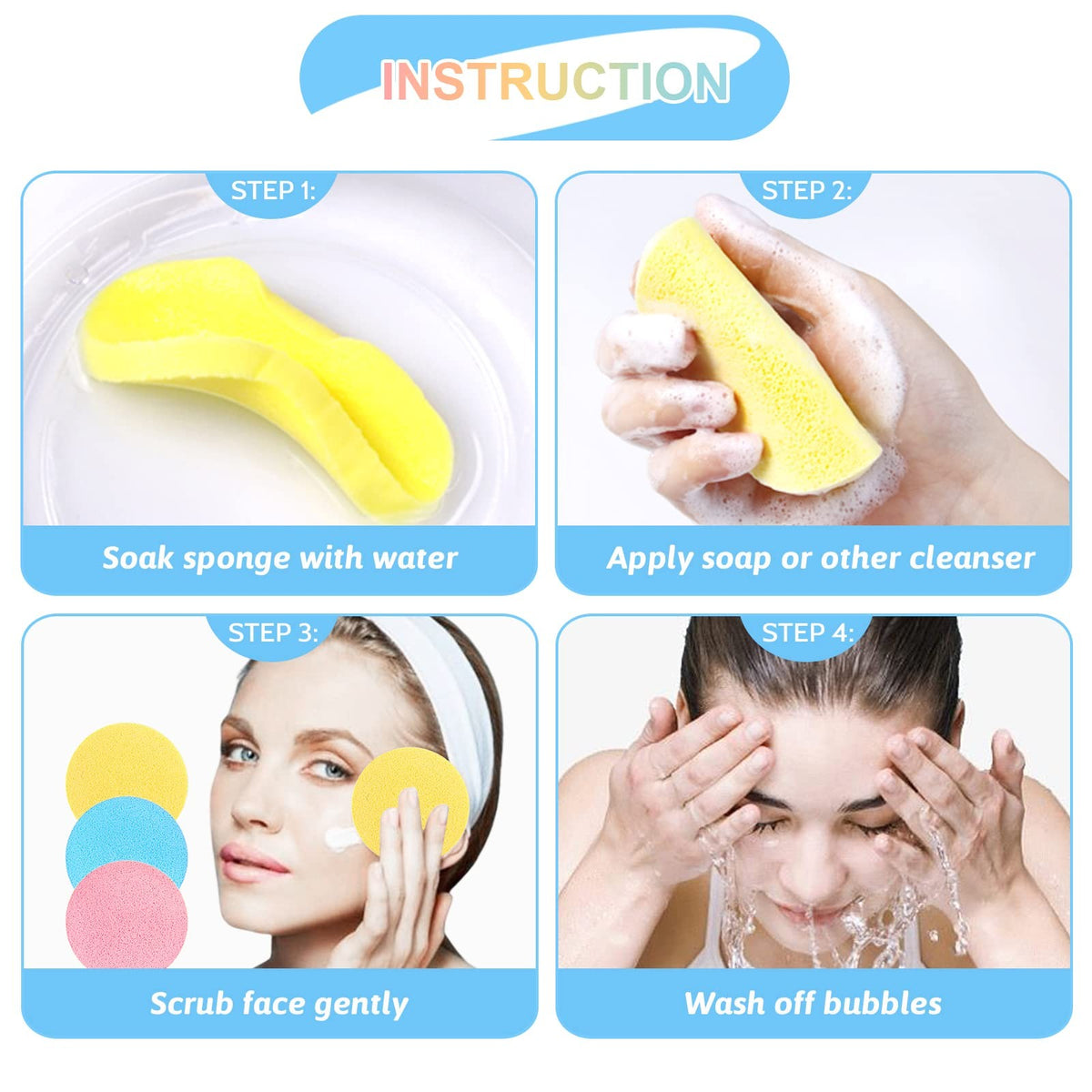 120 Pack Facial Cleansing Sponges - Reusable PVA Makeup Removal Pads