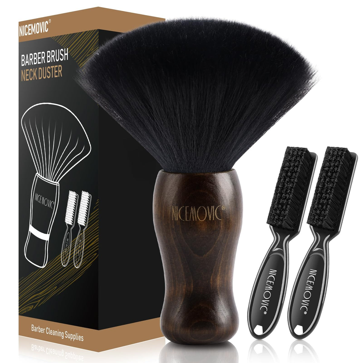 Professional 3-in-1 Barber Neck Duster Brush Set for Hair Cutting & Cleaning