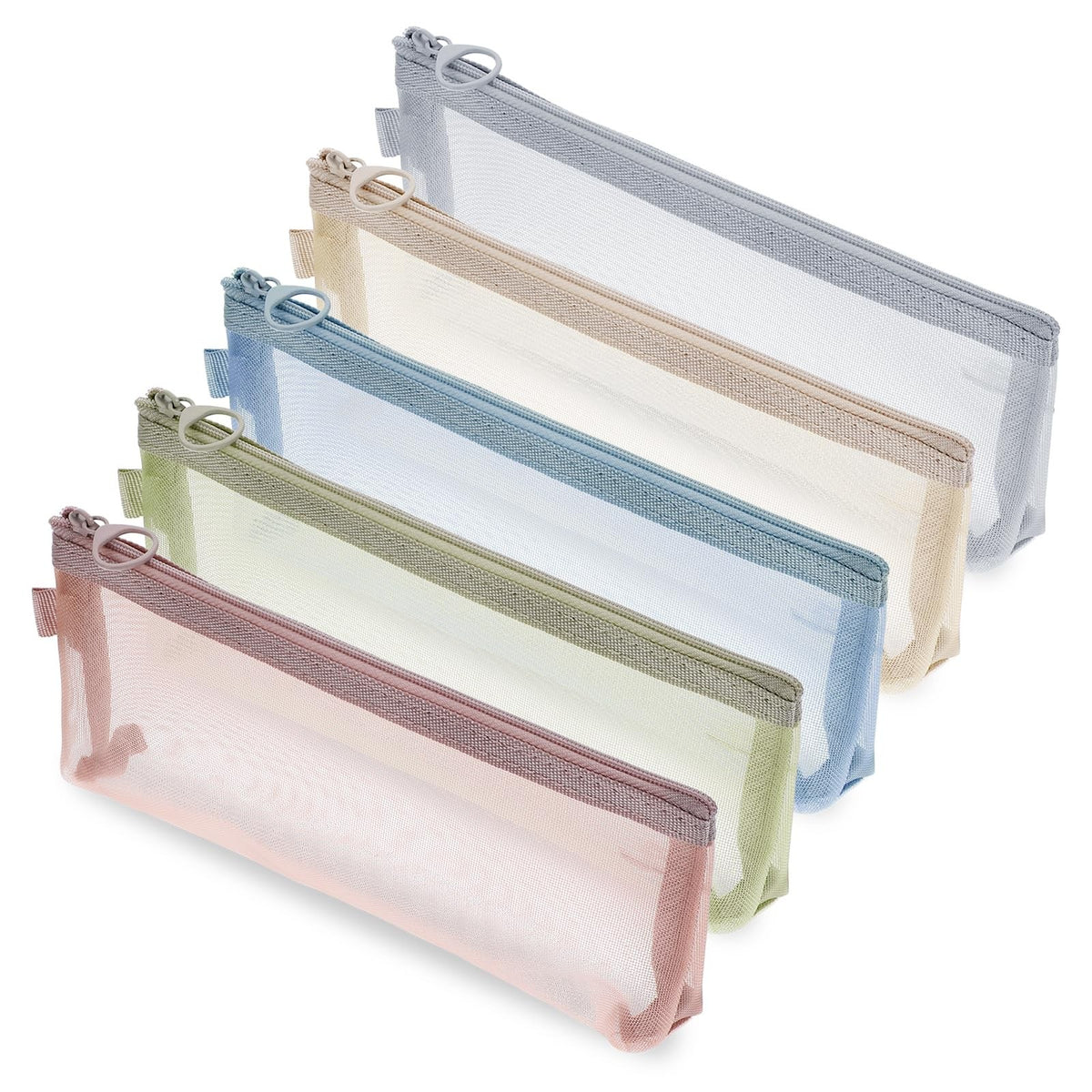 Mini Mesh Makeup Bags Set - 5 Portable Travel Cosmetic Pouches