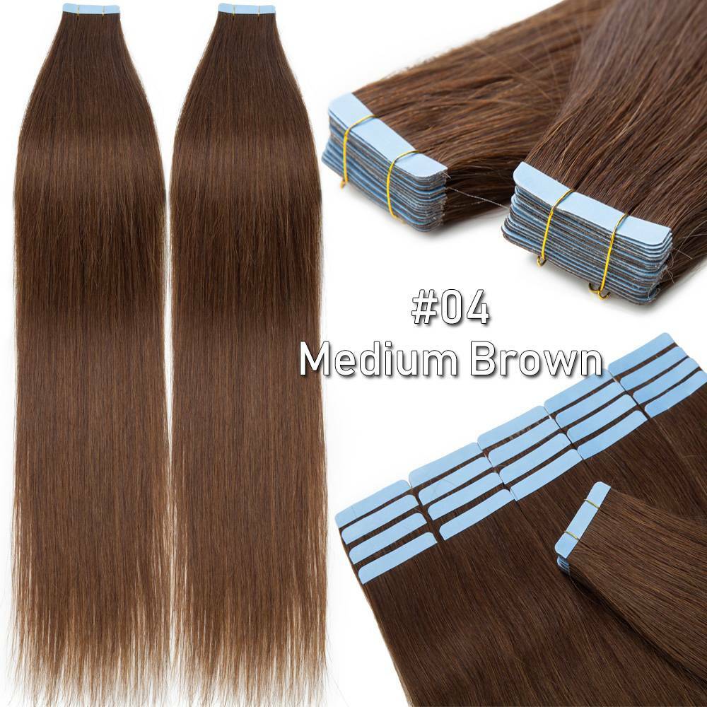 Remy Human Hair Extensions Full Head Skin Weft 80pcs Thick Tape-In Set