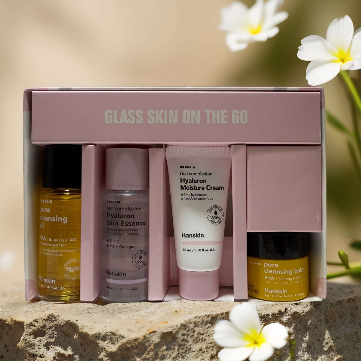 Glass Skin 4-Step Skincare Kit - Travel Size Set for Radiant, Dewy Skin