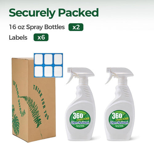 16 oz Plastic Spray Bottles for Cleaning & Gardening - 2 Pack