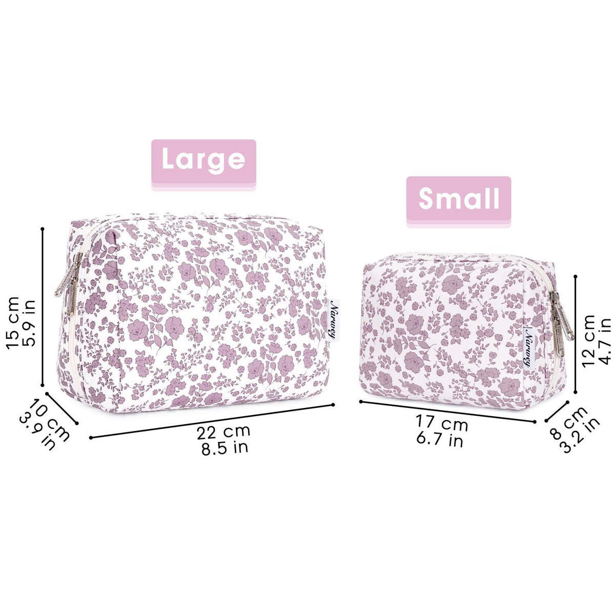 Cute Floral Makeup Bag for Travel and Purse - Small Waterproof Cosmetic Pouch