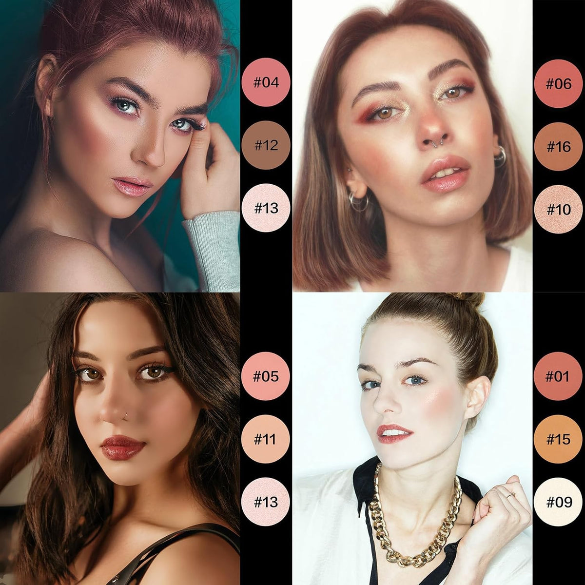 16-Color Contour Palette with Blush, Highlighter & Bronzer for Makeup