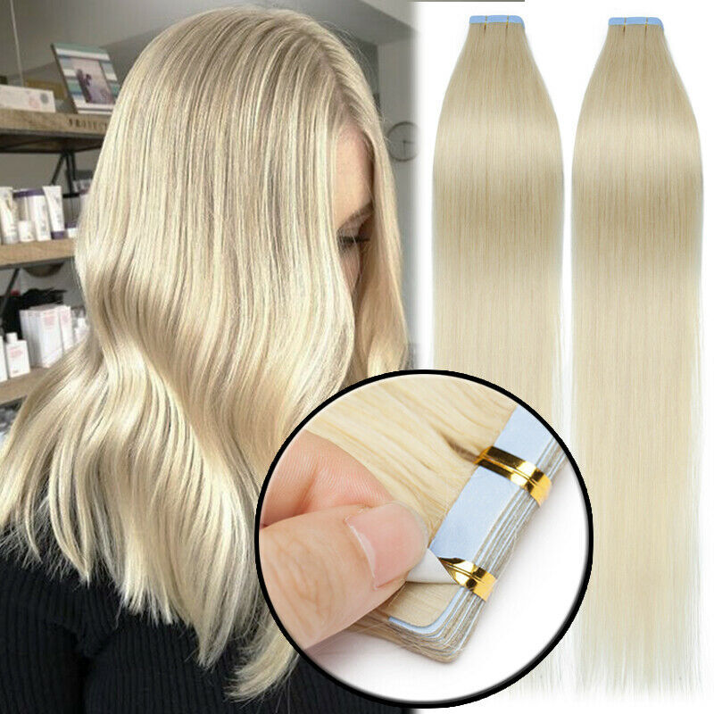 Remy Hair Tape-In Extensions Full Head 40pc Natural Straight Human Hair