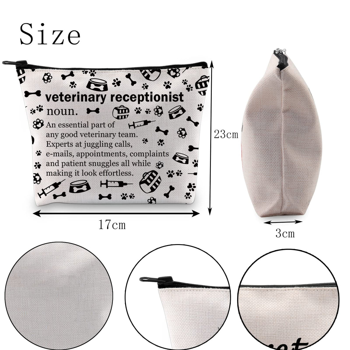 Veterinary Gift Cosmetic Bag for Vet Receptionist - Clinic Makeup Organizer