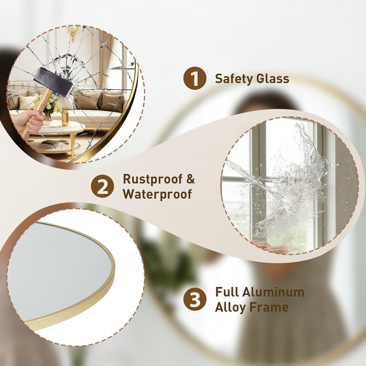 30 Inch Round Bathroom Wall Mirror – Circle Vanity Mirror, Unbranded