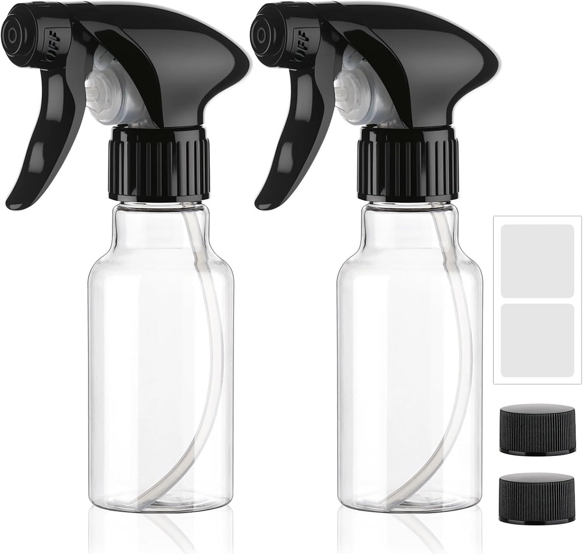 4oz Plastic Spray Bottles Set - Clear Reusable Mist & Stream Nozzles