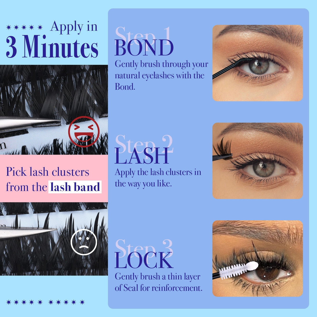 False Eyelash Clusters Spiky Wispy Mink Volume for Dramatic Eye Look