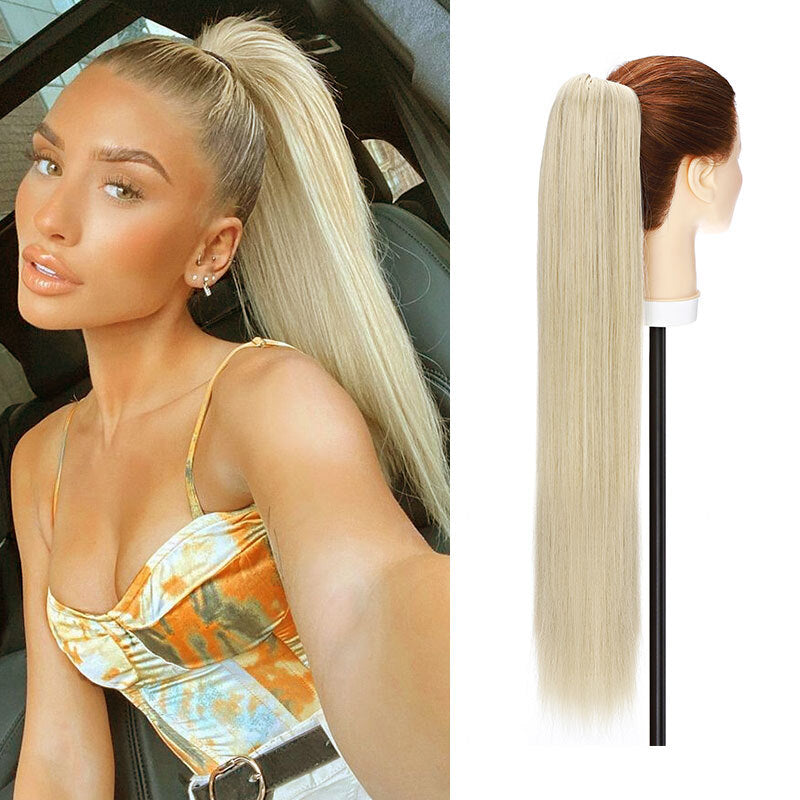26-Inch Real Human Hair Ponytail Extension with Claw Clip - Thick Hairpiece
