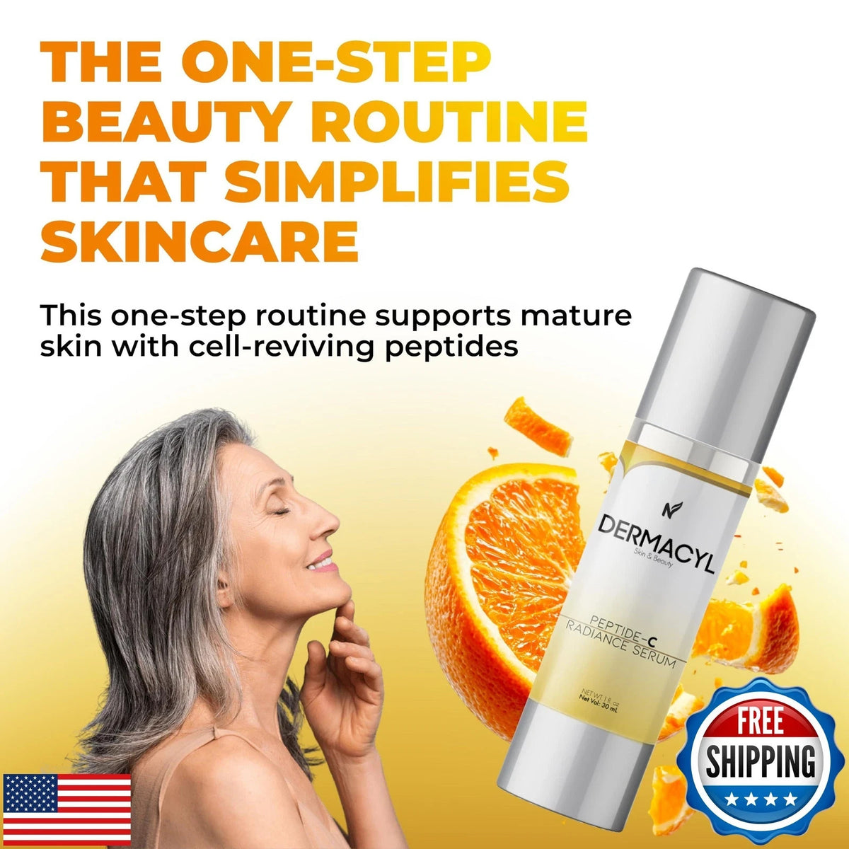 Peptide C Radiance Serum with Hyaluronic Acid - Anti-Aging & Brightening Face Serum, 30ml