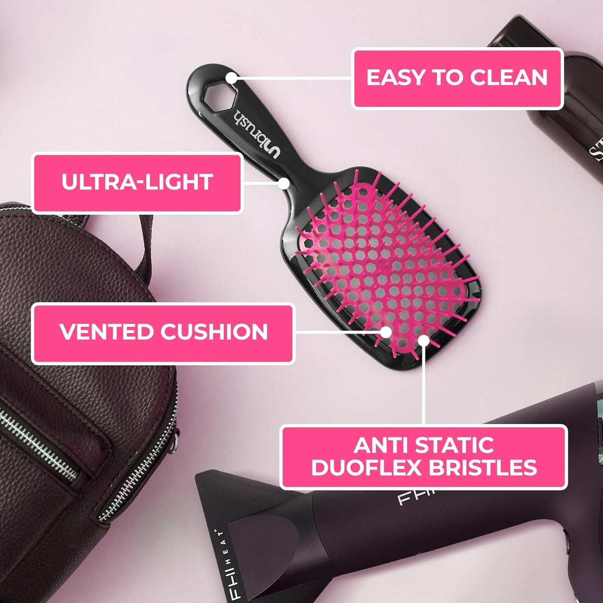 Detangling Hair Brush with DuoFlex Anti-Static Bristles - Lightweight & Painless