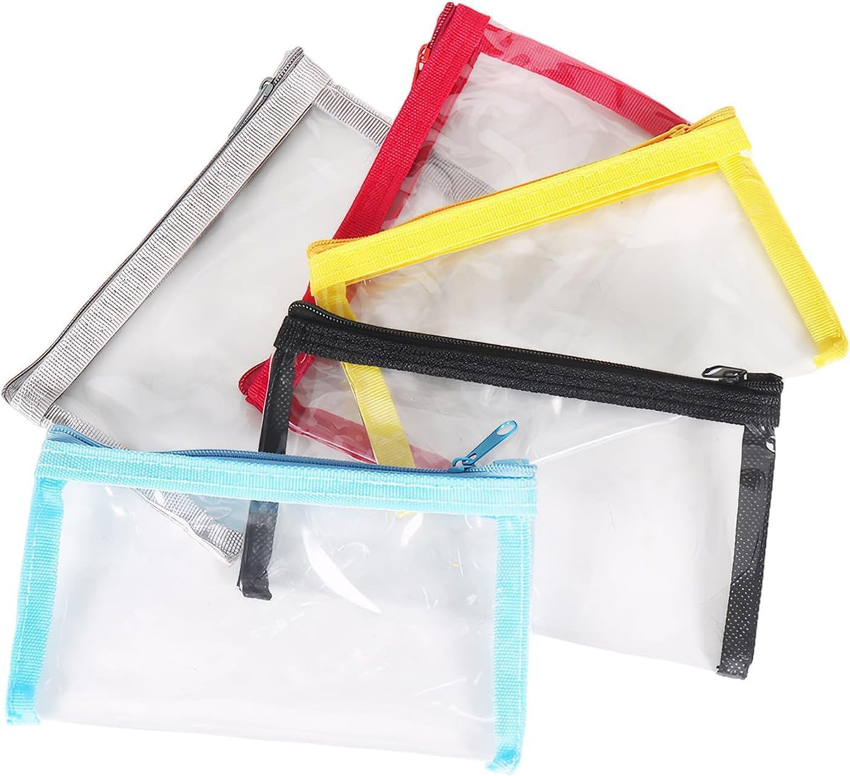 Small Clear Makeup Bags with Zipper - Water-Resistant Travel Pouches, 5-Pack