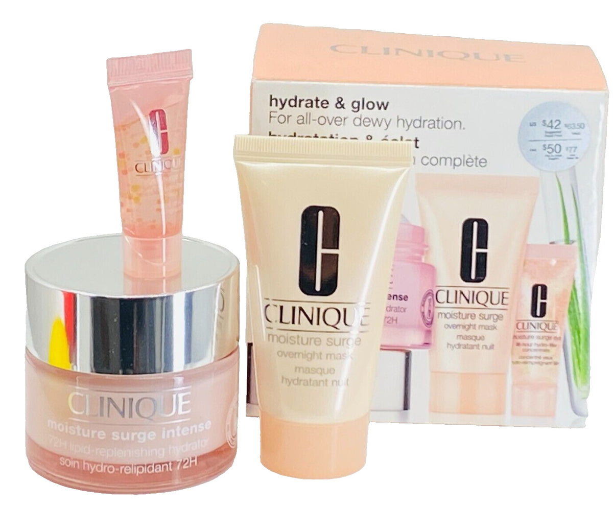 Clinique Hydrate & Glow 3-Piece Skin Care Set Hydrator Mask Eye Filler