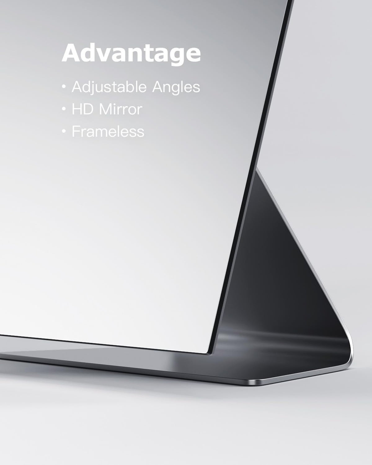 Rectangular Free-Standing Makeup Mirror with Adjustable Tilt - Frameless Vanity Mirror