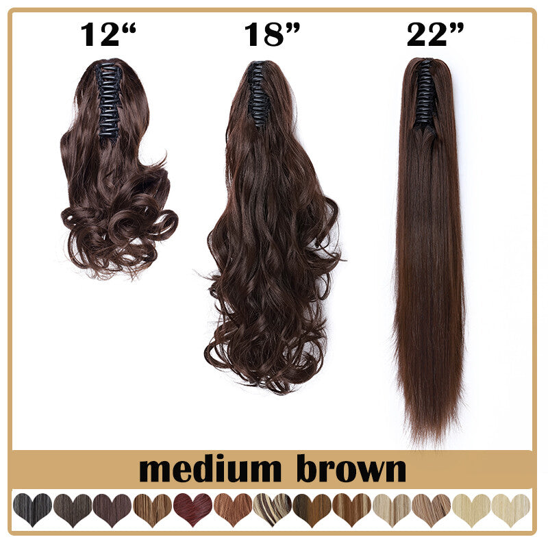 Extra Thick 12-Inch Clip-In Ponytail Hair Extension - Natural & Wavy