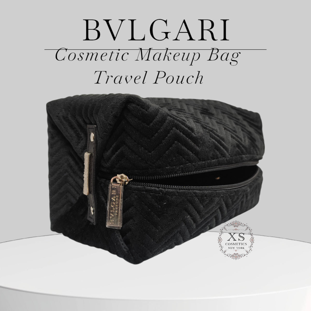 BVLGARI Cosmetic Makeup Bag Set - Travel Pouch Storage Case - Lot of 2