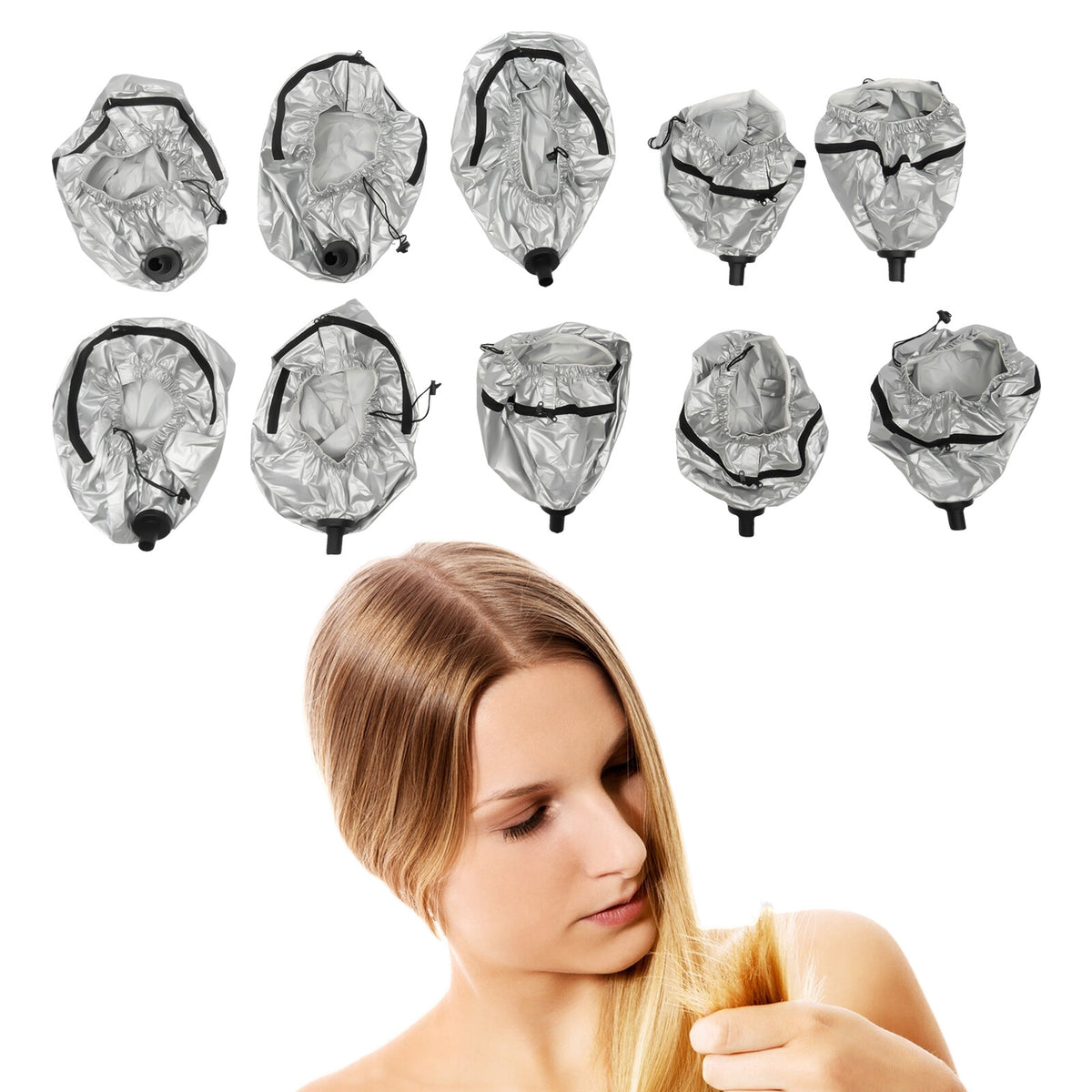 Hair Dye Cap Set - 10 Reusable Heat Caps (5 Large, 5 Small)