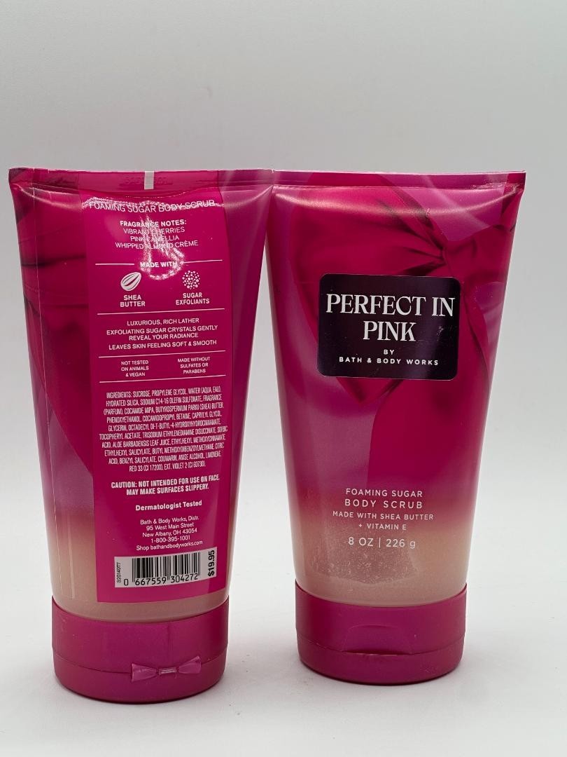 Bath & Body Works Perfect In Pink Foaming Sugar Scrub 8 oz. Lot 2 Pcs.