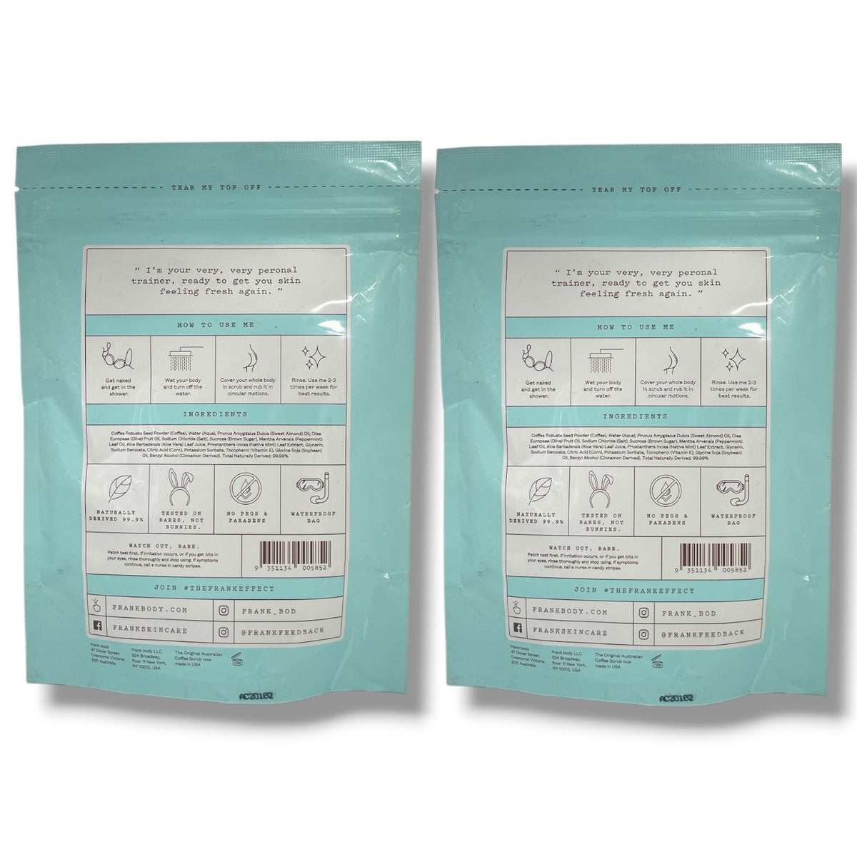 Frank Body Peppermint Coffee Scrub Exfoliator For Smooth, Glowing