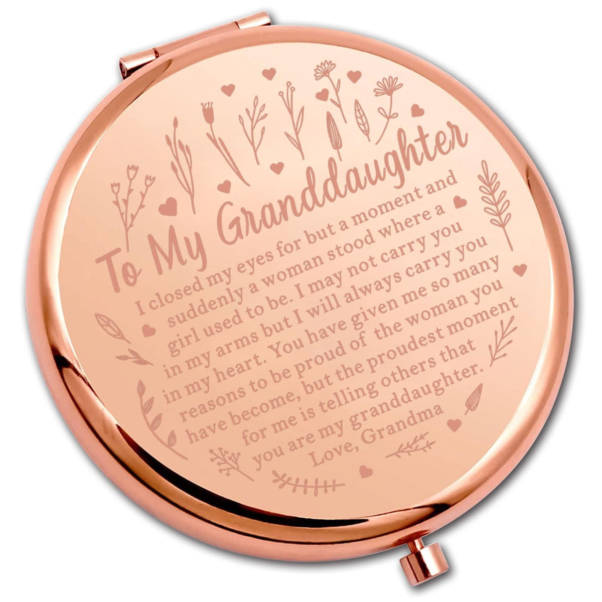 Personalized Compact Mirror for Granddaughter Graduation Gift - Foldable & Portable