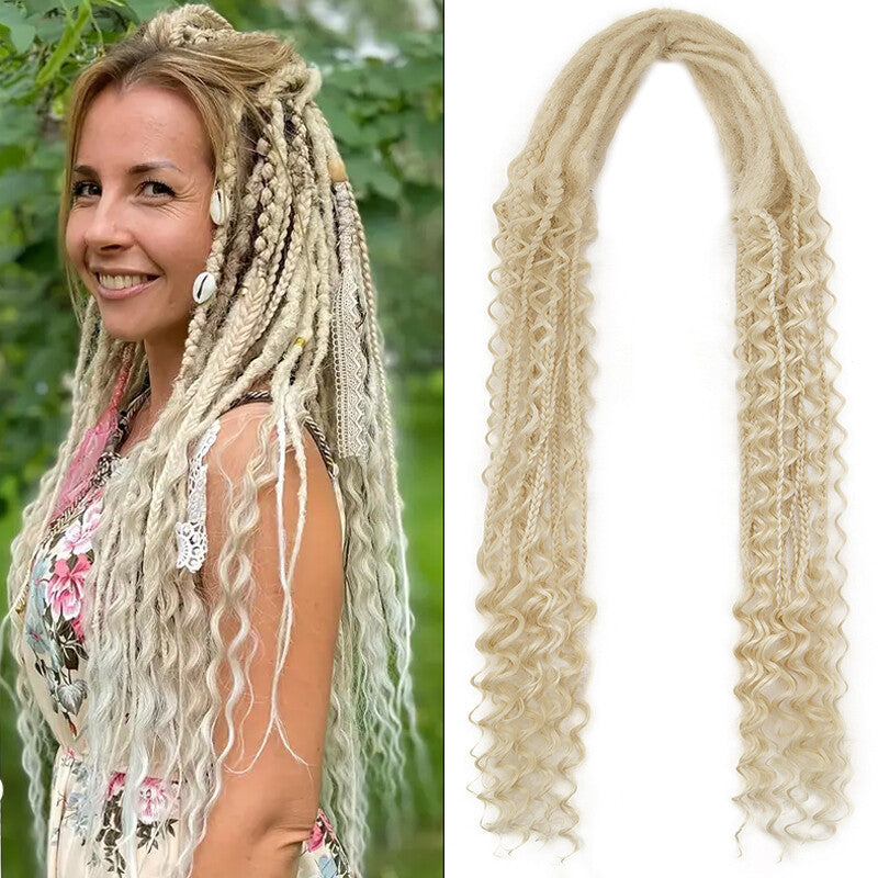 Wavy Double Ended Dreadlock Extensions with Curly Ends for Women