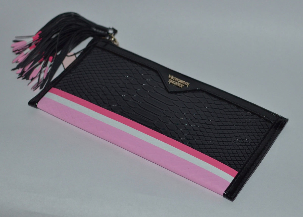 Victoria's Secret Black Pink Clutch Makeup Bag Cosmetic Storage Pouch