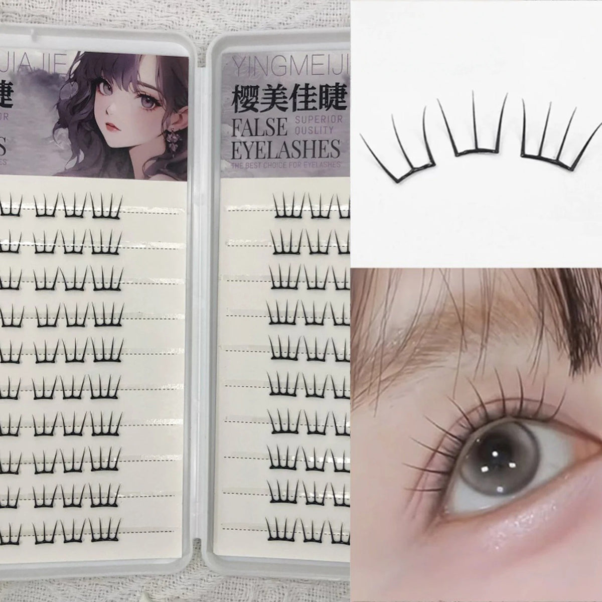 DIY Self-Adhesive Eyelash Cluster Kit - Natural 7-13mm False Lashes, Reusable