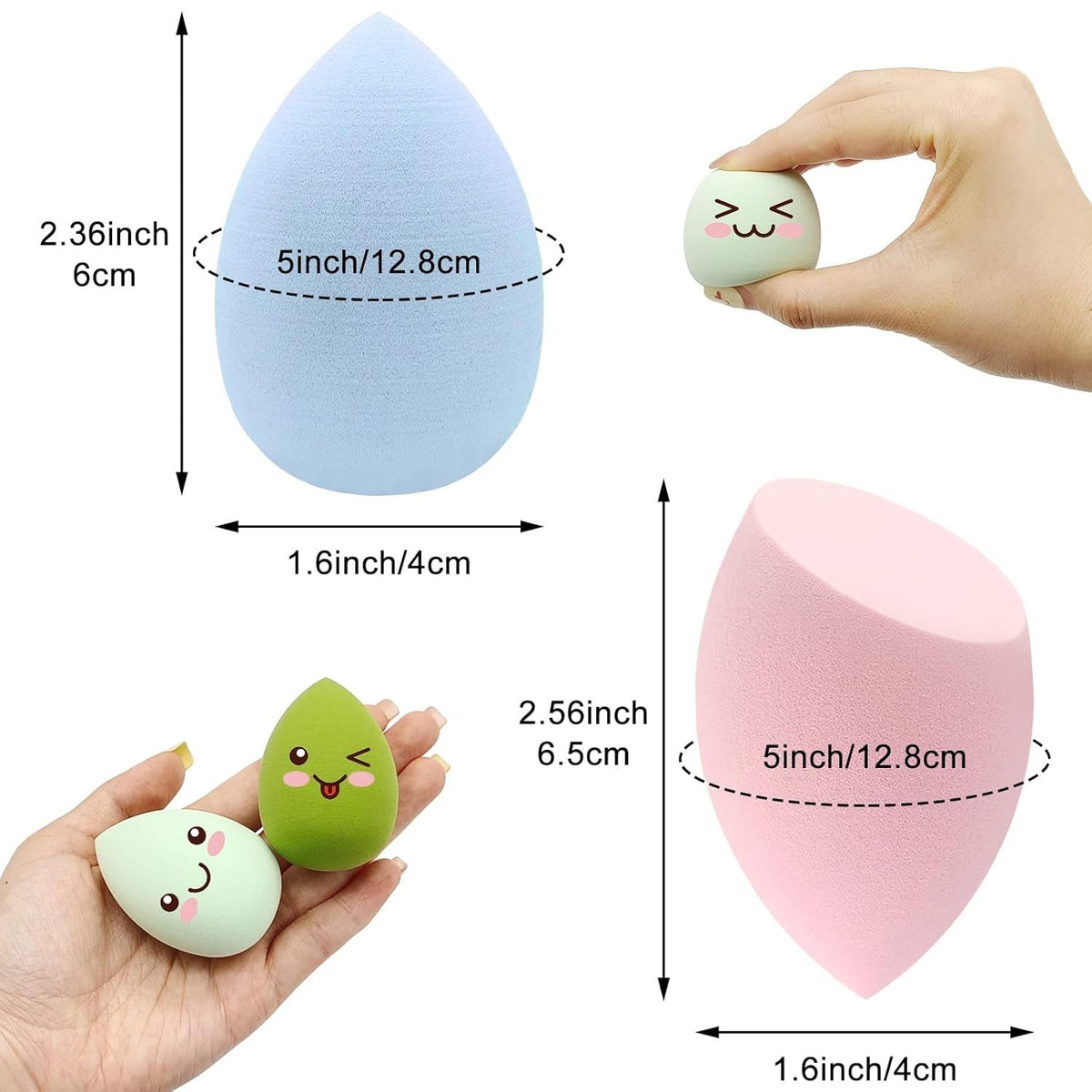 Professional Latex-Free Makeup Sponges - Teardrop & Beveled Shapes Set