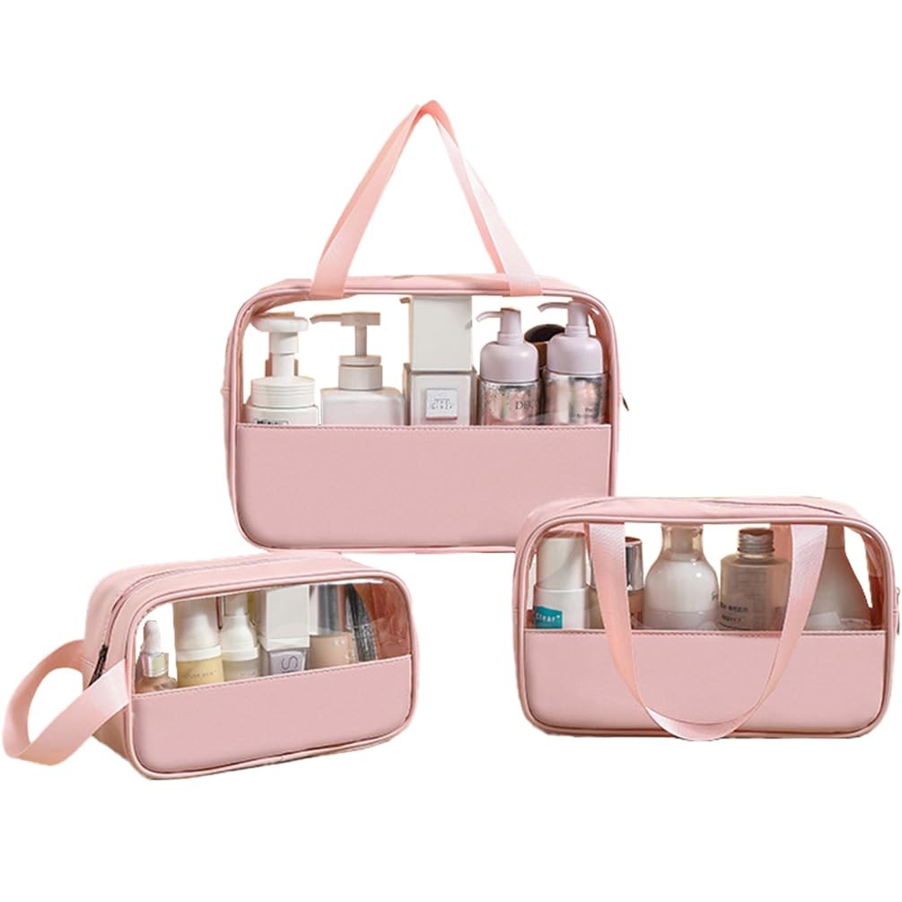 Large Clear Toiletry Bag Set - 3 Pcs Waterproof Travel Organizer for Women