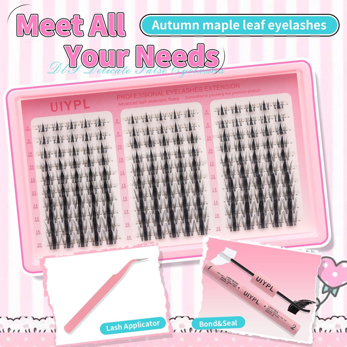 Lash Clusters Kit - 240 Natural Wispy False Eyelash Extensions, Black
