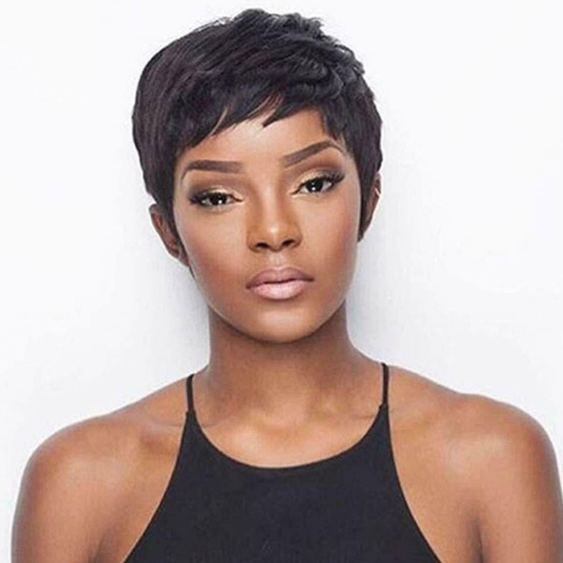 Black Pixie Cut Wig - Straight Human Hair Daily Wear Full Wig for Cosplay and Fashion