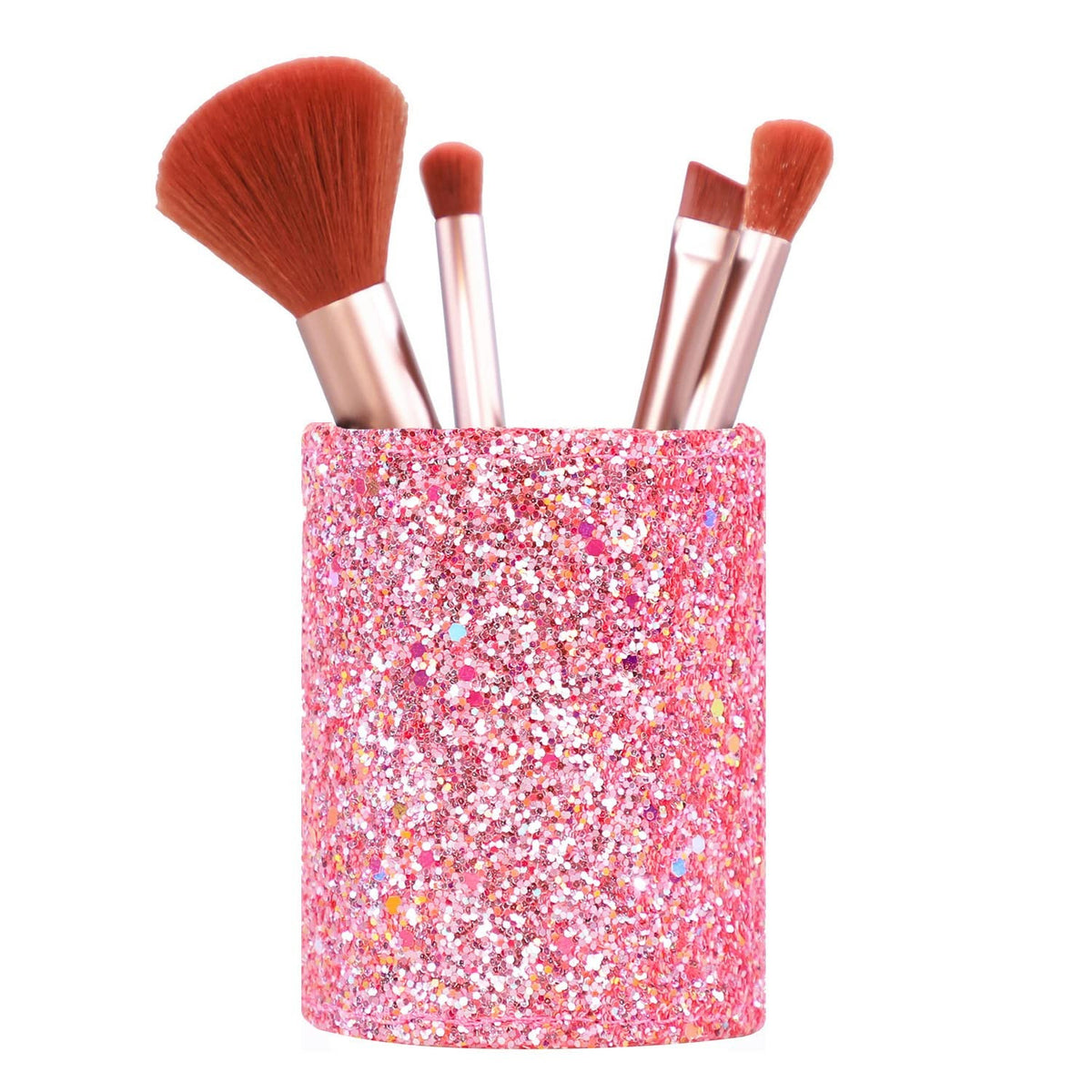 Bling Sequin Makeup Brush Holder - Pink Glitter Vanity Organizer