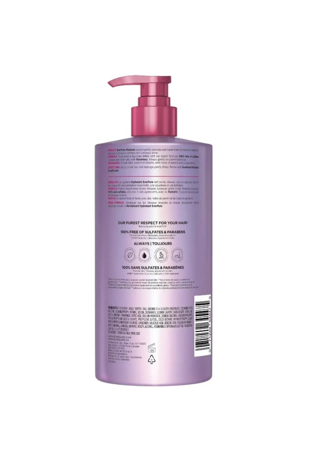 L'Oreal Paris EverPure Moisture Rosemary Oil Shampoo for Dry Hair 23 fl oz