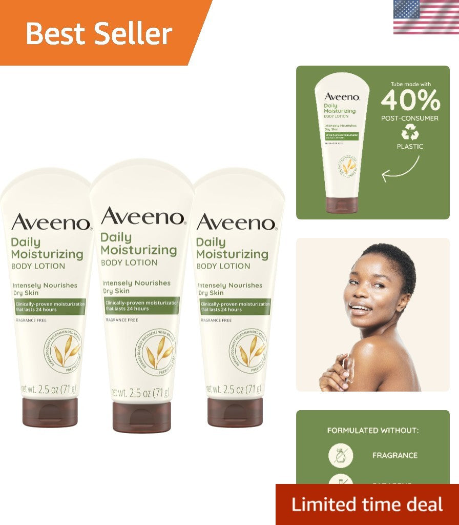 Gentle Hydrating Body Lotion - Fragrance-Free, 2.5 oz 3 Pack for Dry