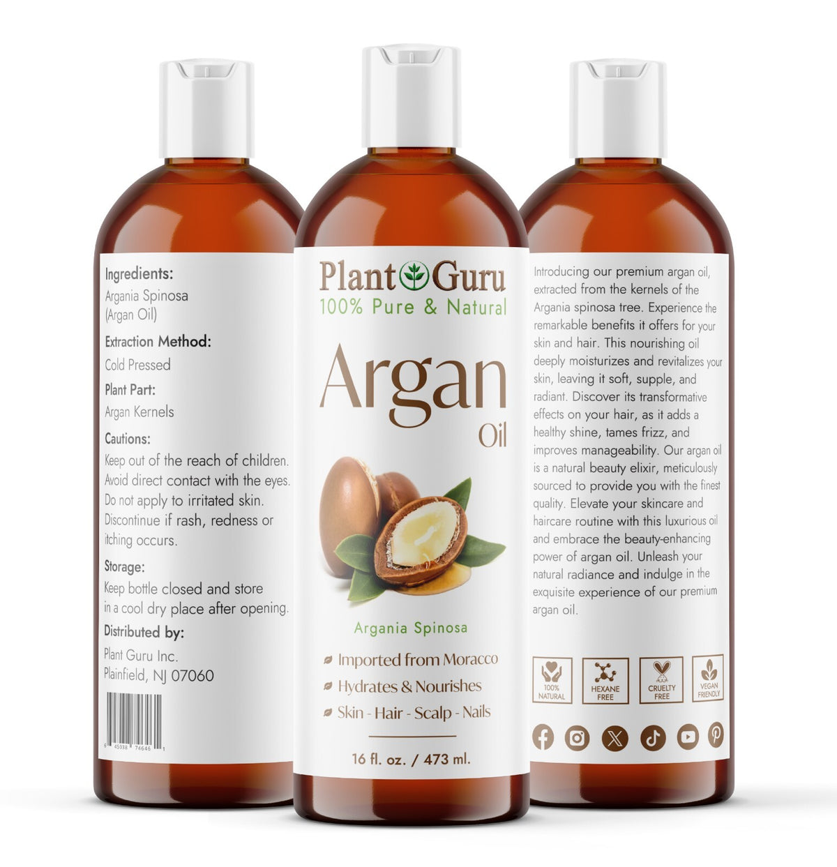 Pure Moroccan Argan Oil for Hair and Skin - Unrefined Cold Pressed Natural Oil