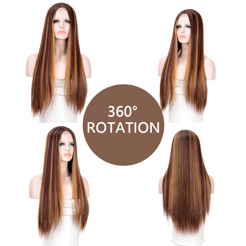 Brazilian Straight Human Hair Wig Ombre Brown Honey Blonde 70cm