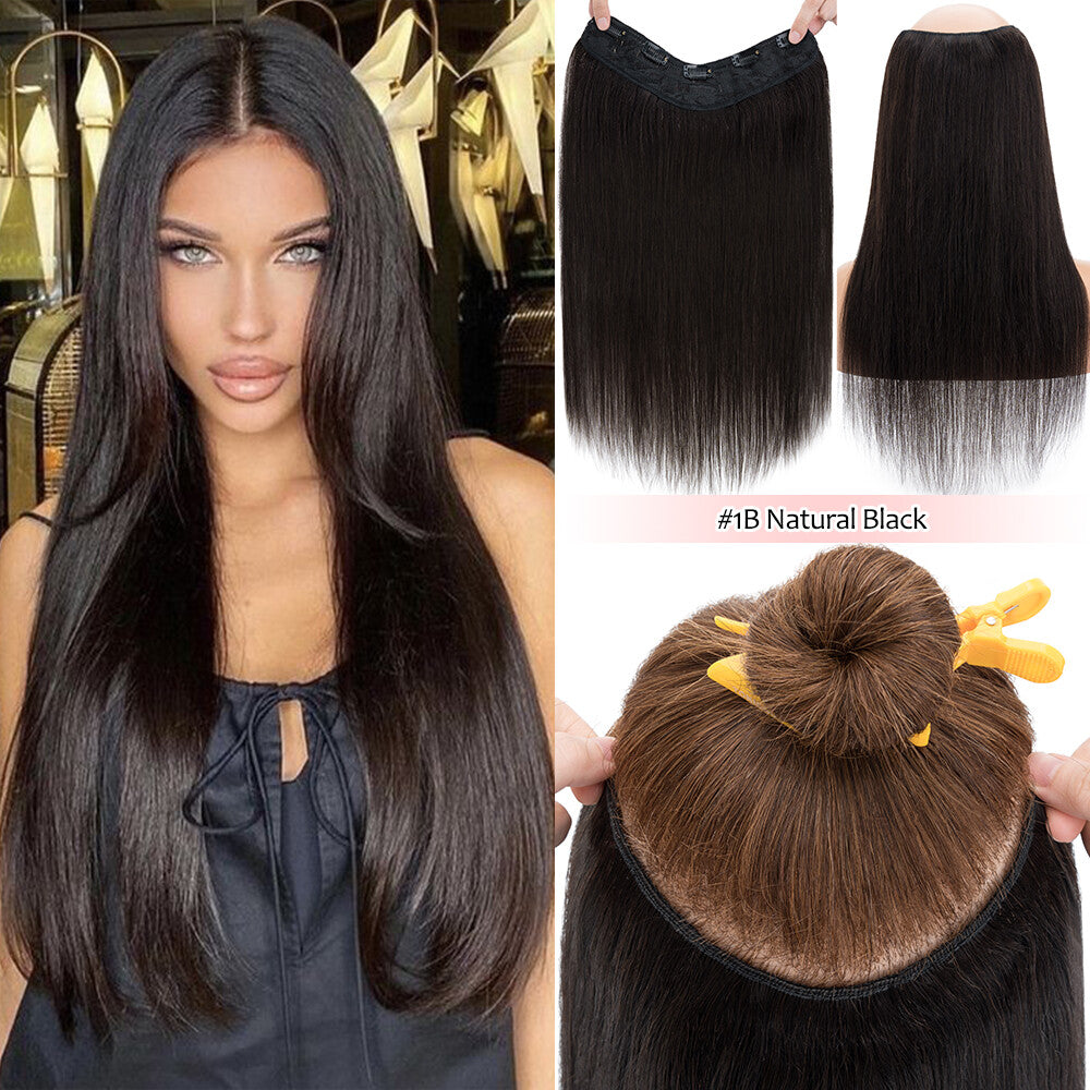 V-Shaped Clip-In Hair Extensions 100% Remy Human Hair Full Head 18-20 Inches